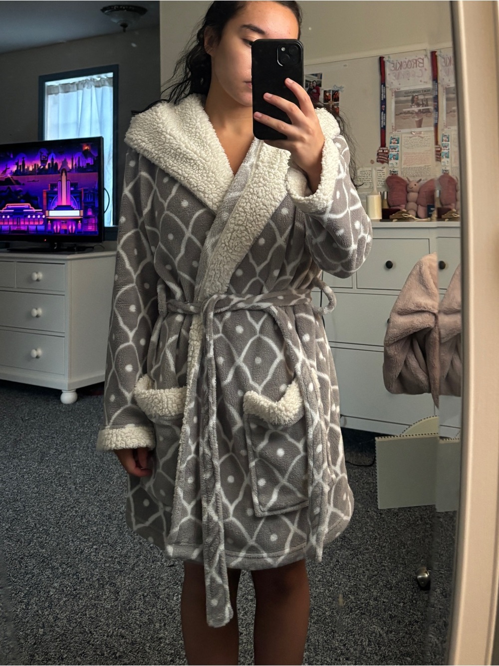 Pottery Barn Teen Gray Sherpa-Lined Kids Robe
